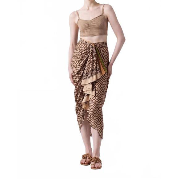 GUADALUPE DESIGN Dresses & Skirts - NEW GUADALUPE DESIGN ashi ii pareo skirt in brown